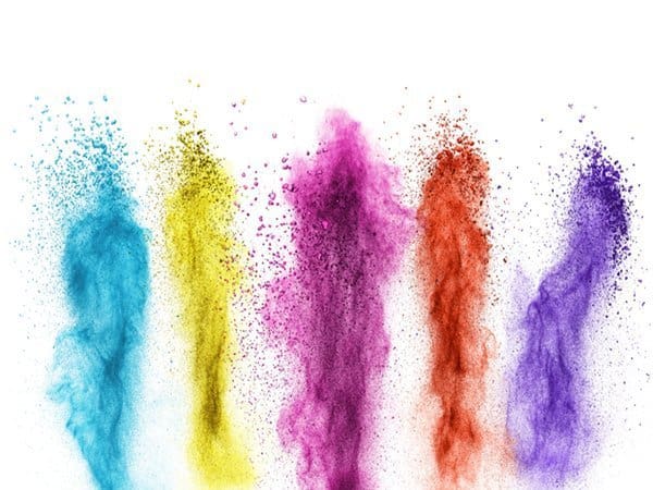 a picture of color powder explosion isolated on white background