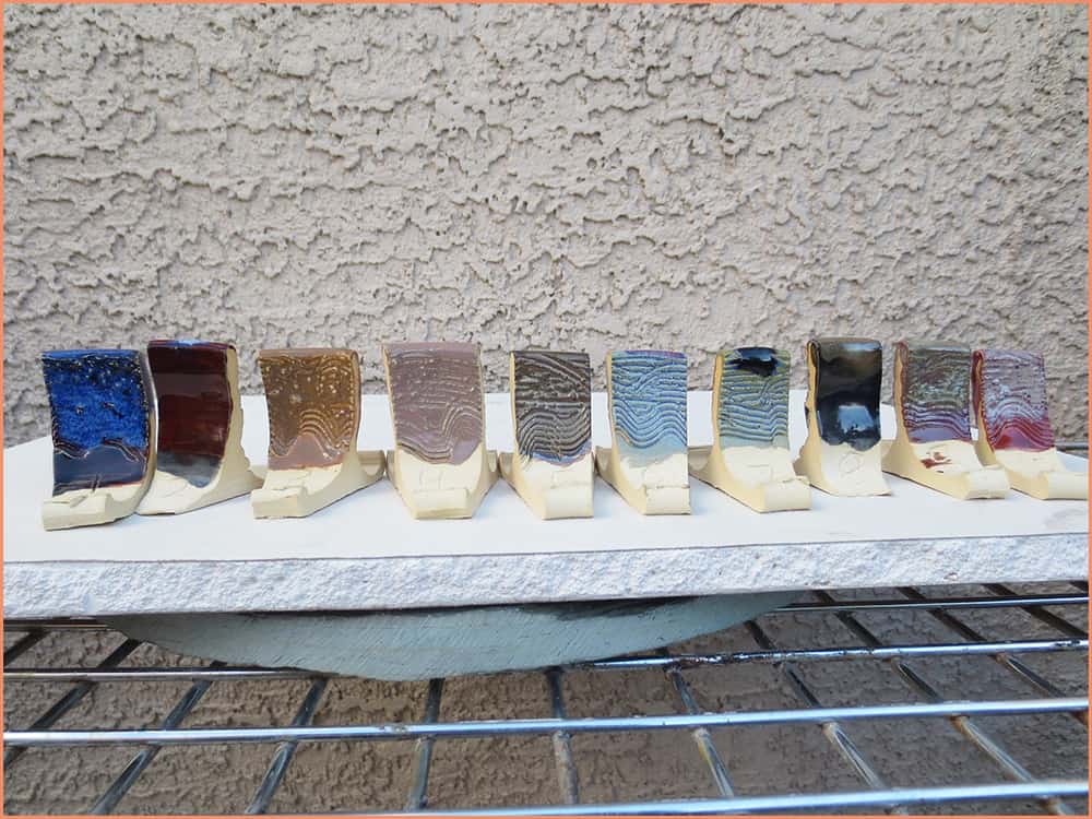 a picture of glazed test tiles