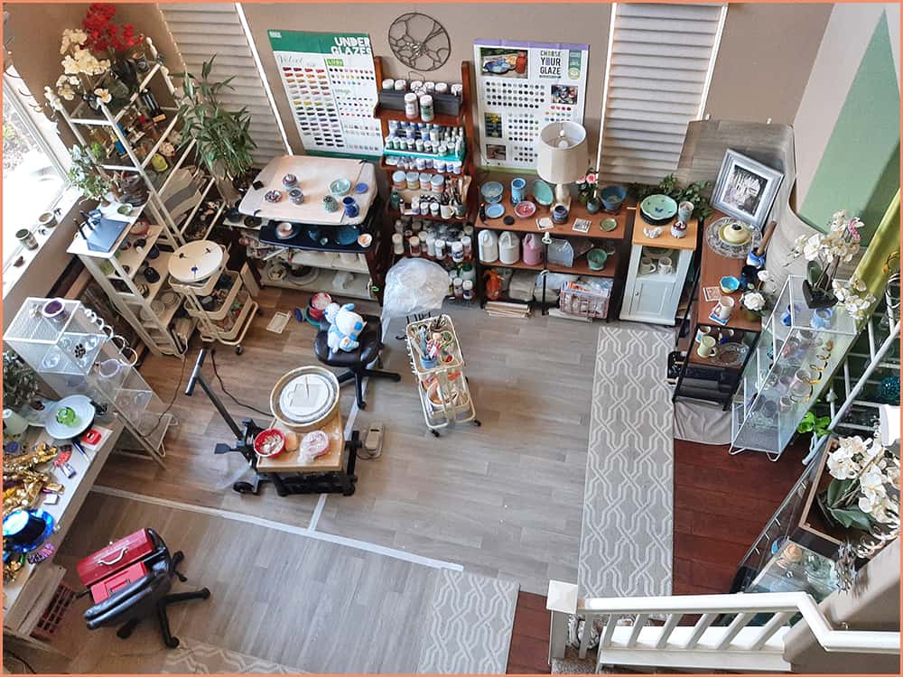 a picture of an over view of home pottery studio