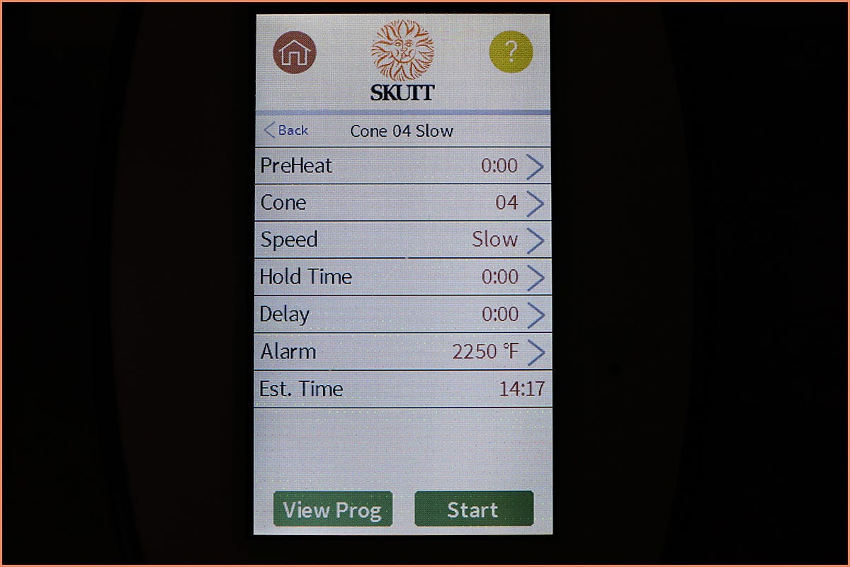 An image of Temperature and time of kiln programmer