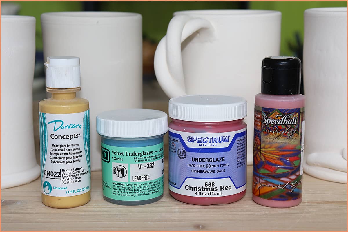 an image of different brands of underglaze