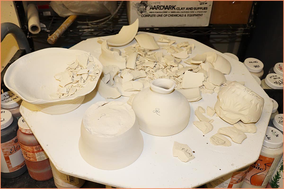 an image of exploded Pottery from the kiln