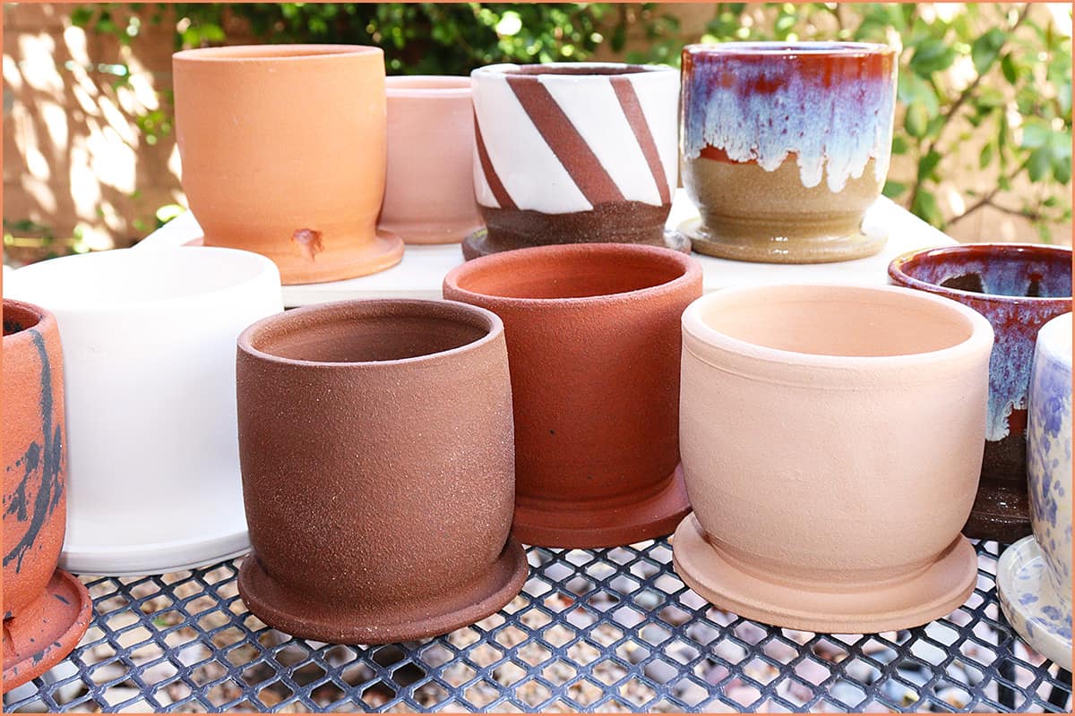 an image of glazed and unglazed pots