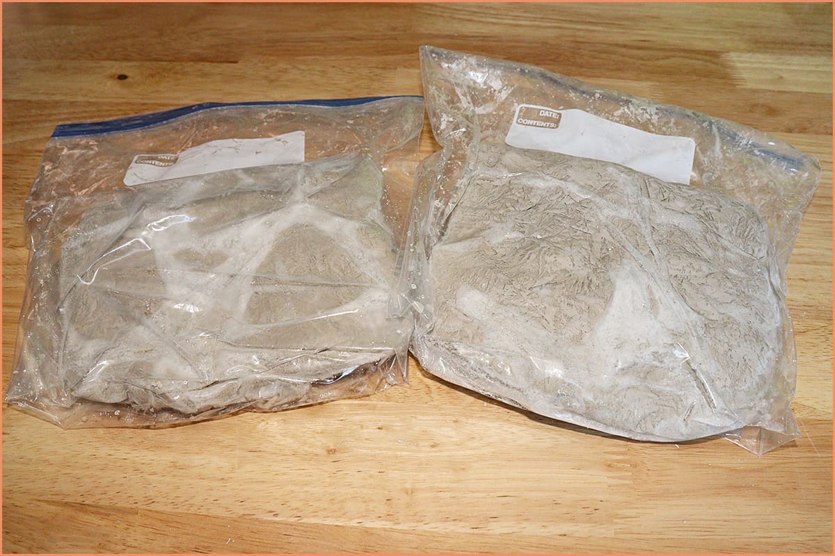 An Image of frozen clay in freezer bags