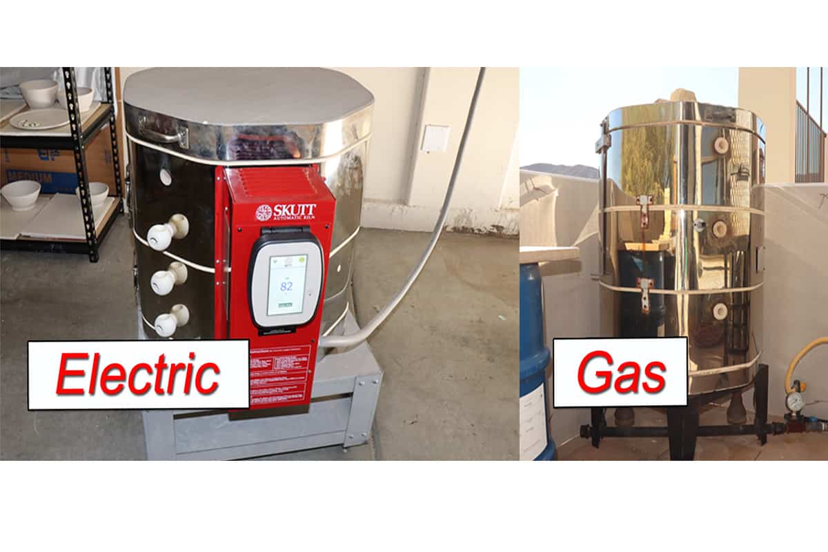 an image of an electric and gas kiln