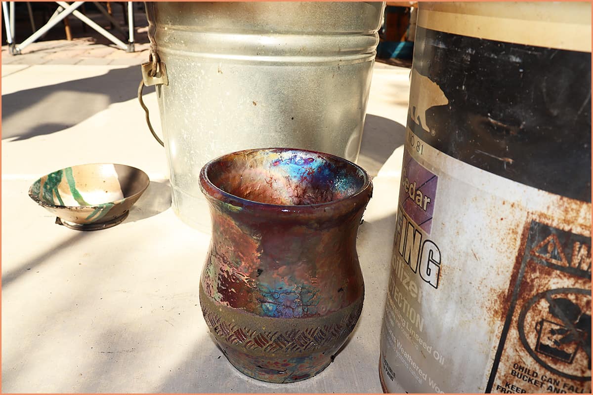 an image of raku pot out of the bucket